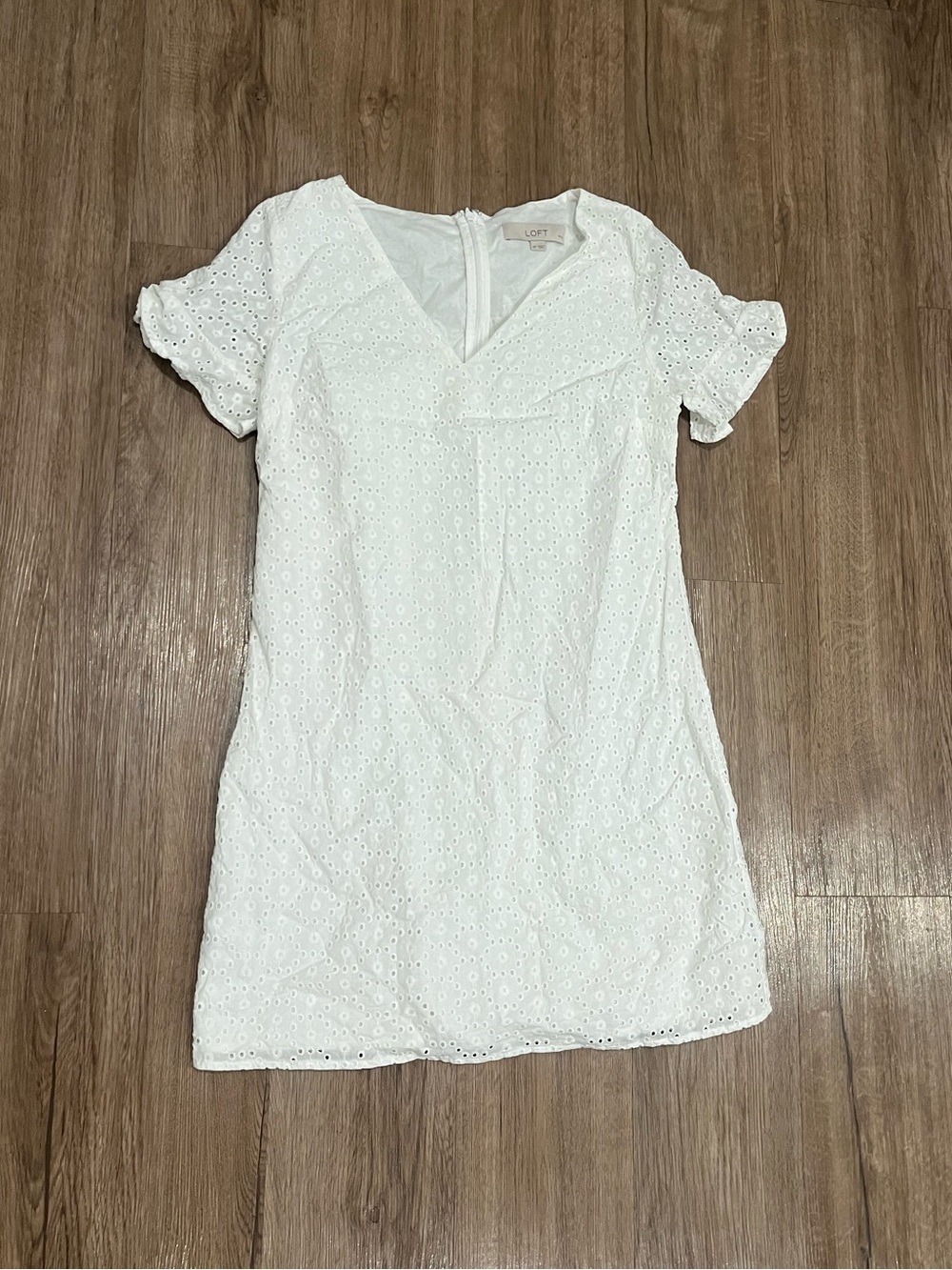 White LOFT seersucker dress